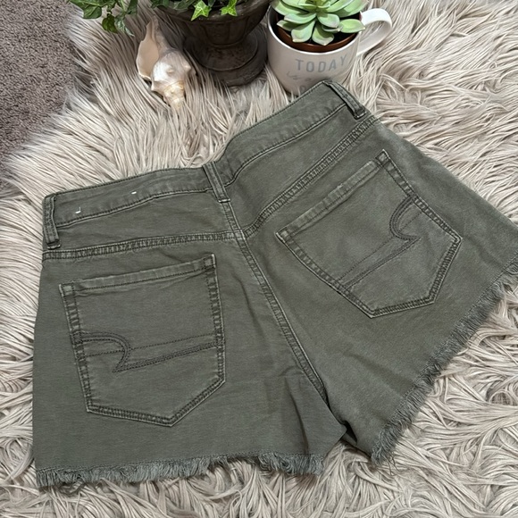 AE Hi Rise Festival-Stretch-Sz 4-Olive Green-Raw Hem - Picture 2 of 11